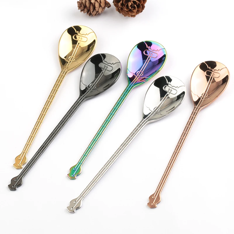 

Creative Kitchen Gadget Flatware Tableware 4Pcs Stainless Steel Coffee & Tea Spoon Long Handle Creative Spoon Drinking Tools