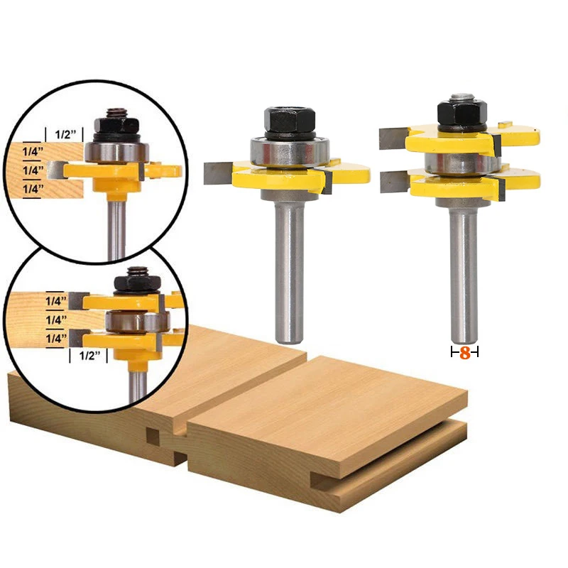 Высокое качество 8 мм хвостовик Язык и паз шарнирное соединение набор фрезов 3/" шток деревообрабатывающий фрезерный инструмент