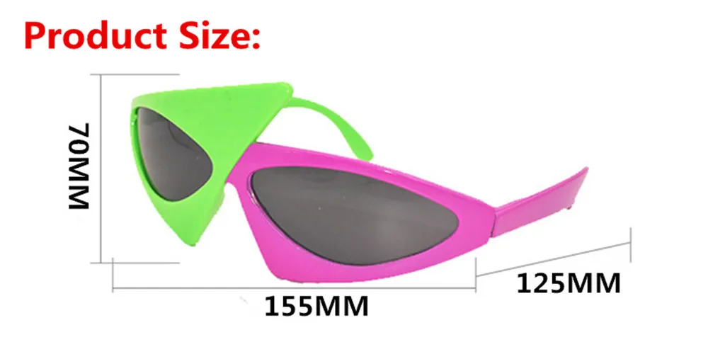 Новинка Зеленый Розовый контрастный цвет очки Roy paddy стиль хип-хоп Асимметричные треугольные очки вечерние принадлежности украшения