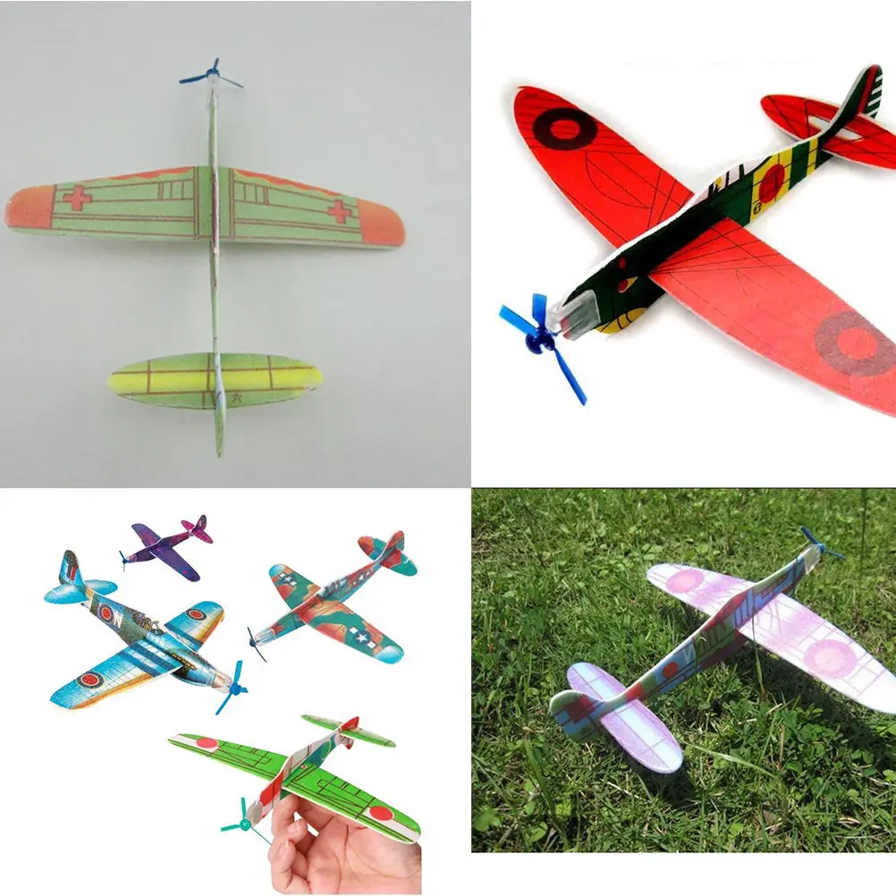 12Pcs Polystyrene Flying Glider Planes Helicopter Fillers Party Kids Toys
