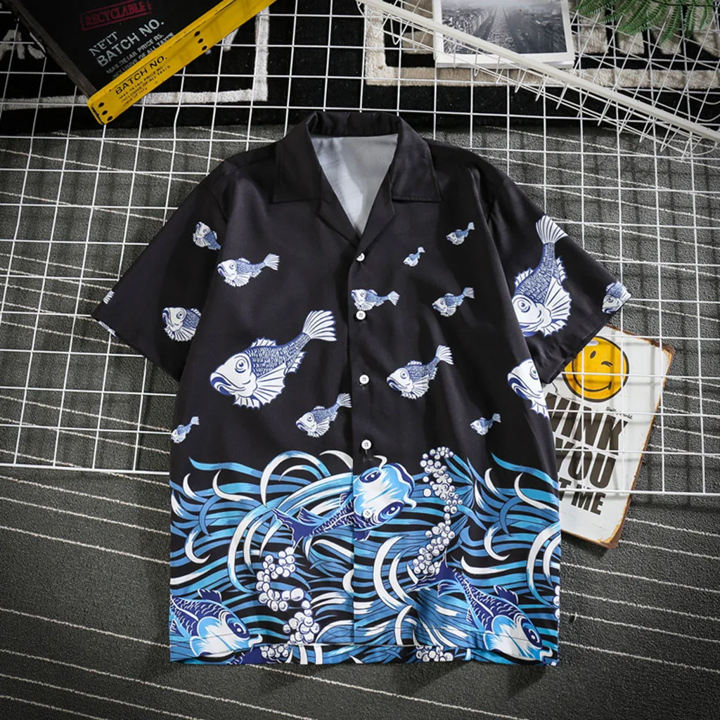 

Fashion Hawaiian Shirt High Quality Floral Printed Short Sleeve Men Shirts Japanese Streetwear Casual Cotton Beach Shirt Apr11