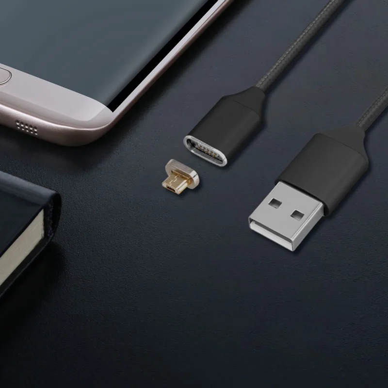 Sobrevolar magnético Micro USB Cable de Nylon trenzado de Cables de teléfono móvil para Samsung Huawei Android 1 m de carga rápida Cable de datos