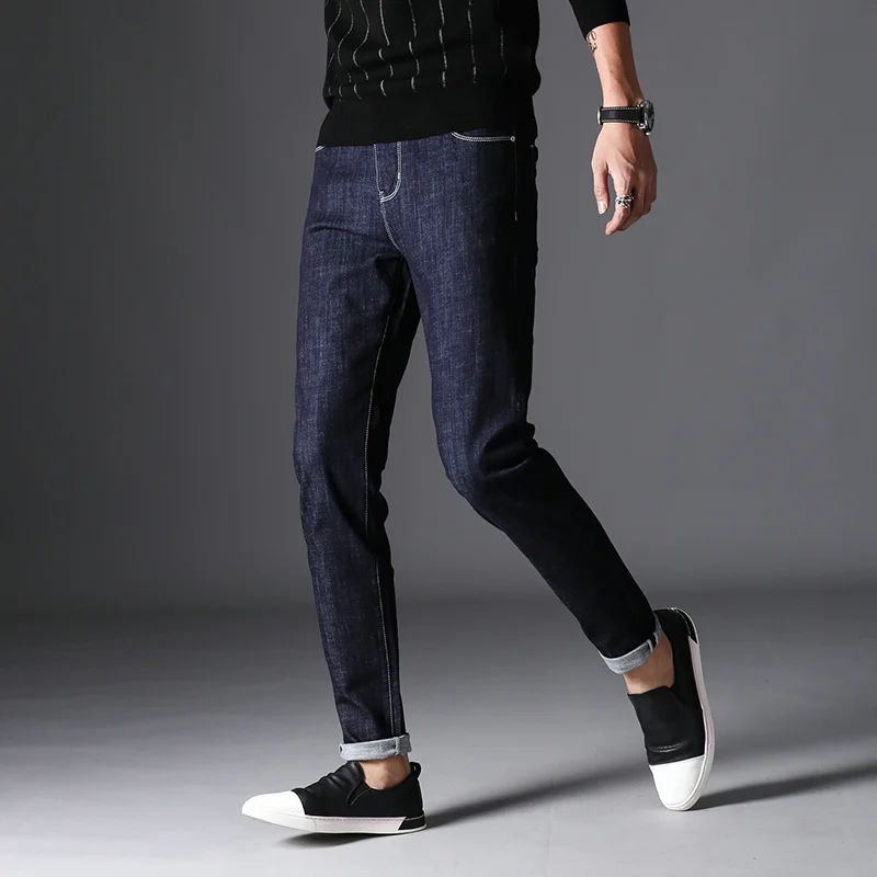 UMMEWALO зима осень стрейч узкие джинсы для мужчин Дизайнерские мужские джинсы человек повседневное хлопок мужской Slim Fit качество Homme