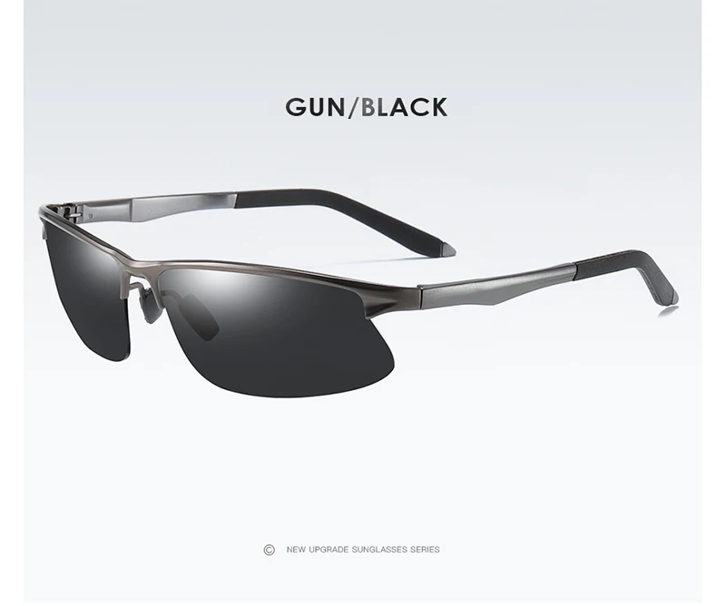 AORON Мужские поляризационные солнцезащитные очки спортивные прямоугольные очки алюминиево-магниевая оправа UV400 Солнцезащитные очки - Цвет линз: Gray Black