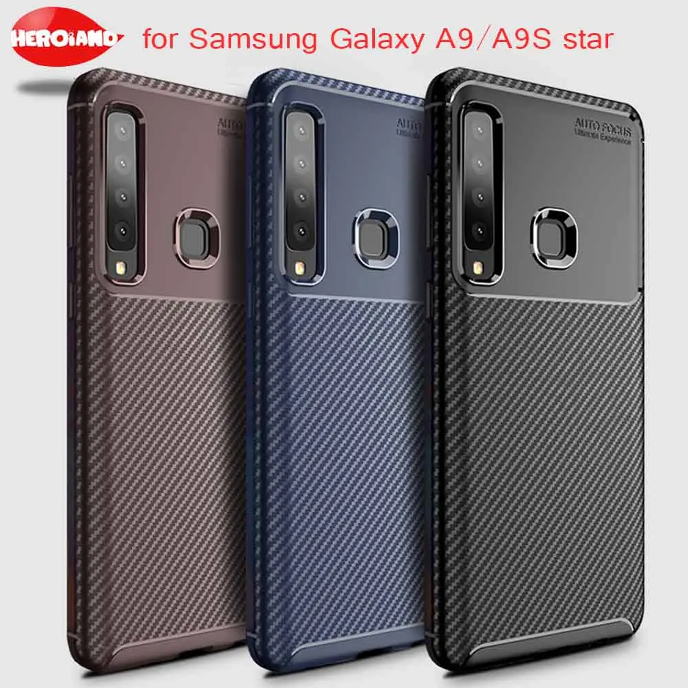3D углеродного волокна чехол для телефона samsung Galaxy A9 star 2018 ударопрочный текстура