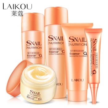 

LAIKOU Snail Repair Skin Care Set Pack of 5 Foam Cleanser Moisturizing Cream Facial Cleanser+Toner+Lotion+Eye Cream Anti Aging