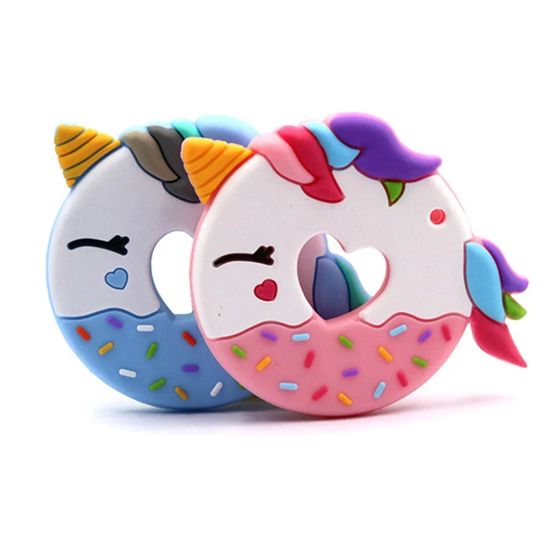 Donuts Unicorn Silicone Teether baby Teething Toy beads DIY chew
