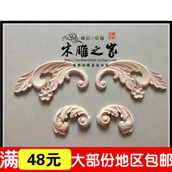 

Dongyang wood carving wholesale to European floral applique carving wood furniture decorative cabinet door flower flower patch