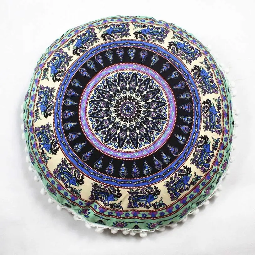 43*43 см индийские подушки с рисунком Мандала круглые богемные домашние подушки Чехол 2O929 - Цвет: E