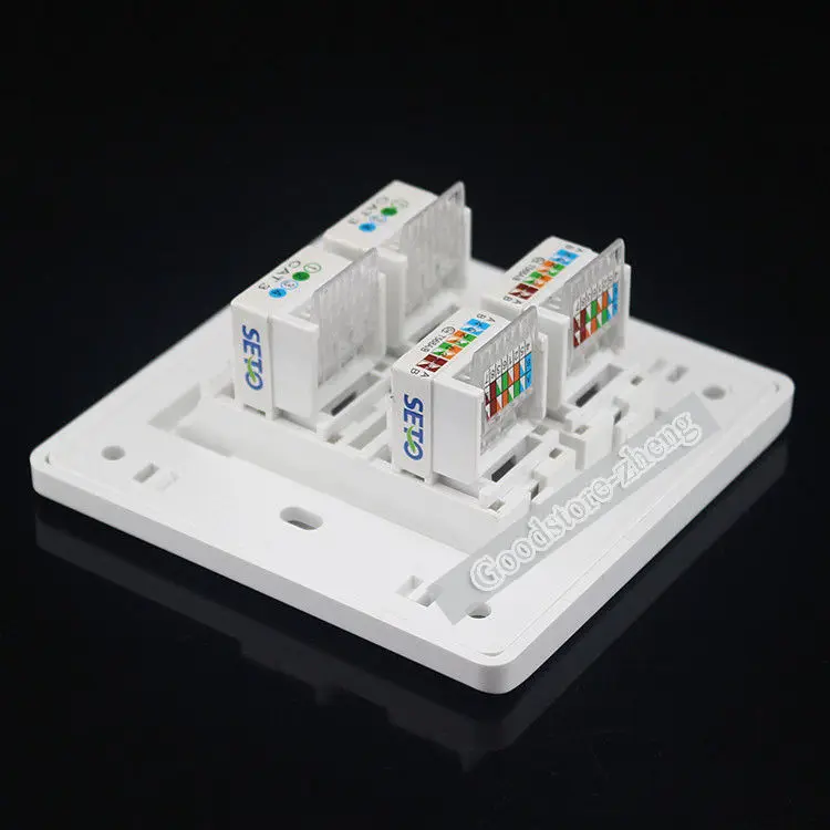 Настенная панель с 4 портами 2 сетевых LAN порта Cat5 Cat5e RJ45 и Cat3 RJ11 телефона лицевая