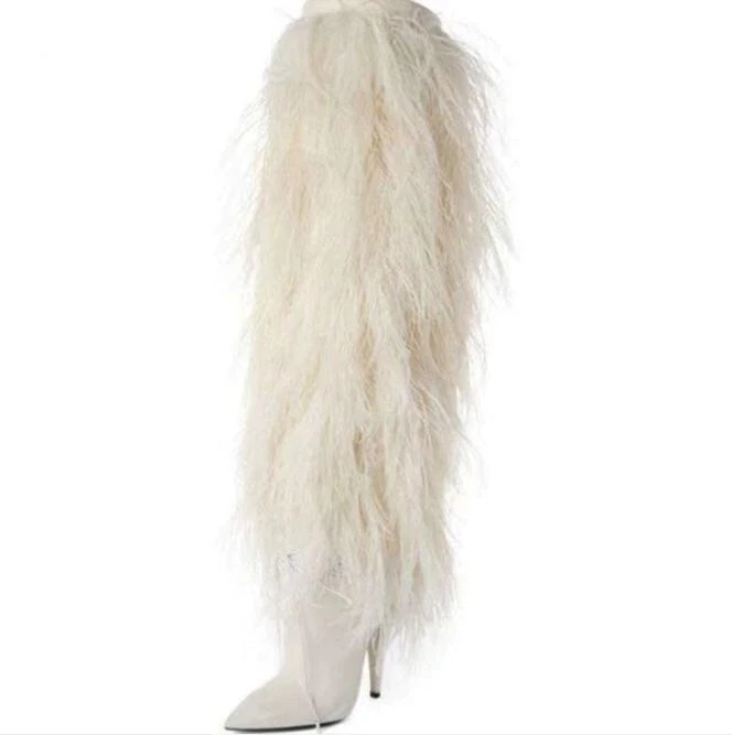New-Designer-White-Feather-Fringe-Ladies-Boots-Sexy-Pointed-Toe-Cone-Heels-Over-The-Knee-Womens.webp