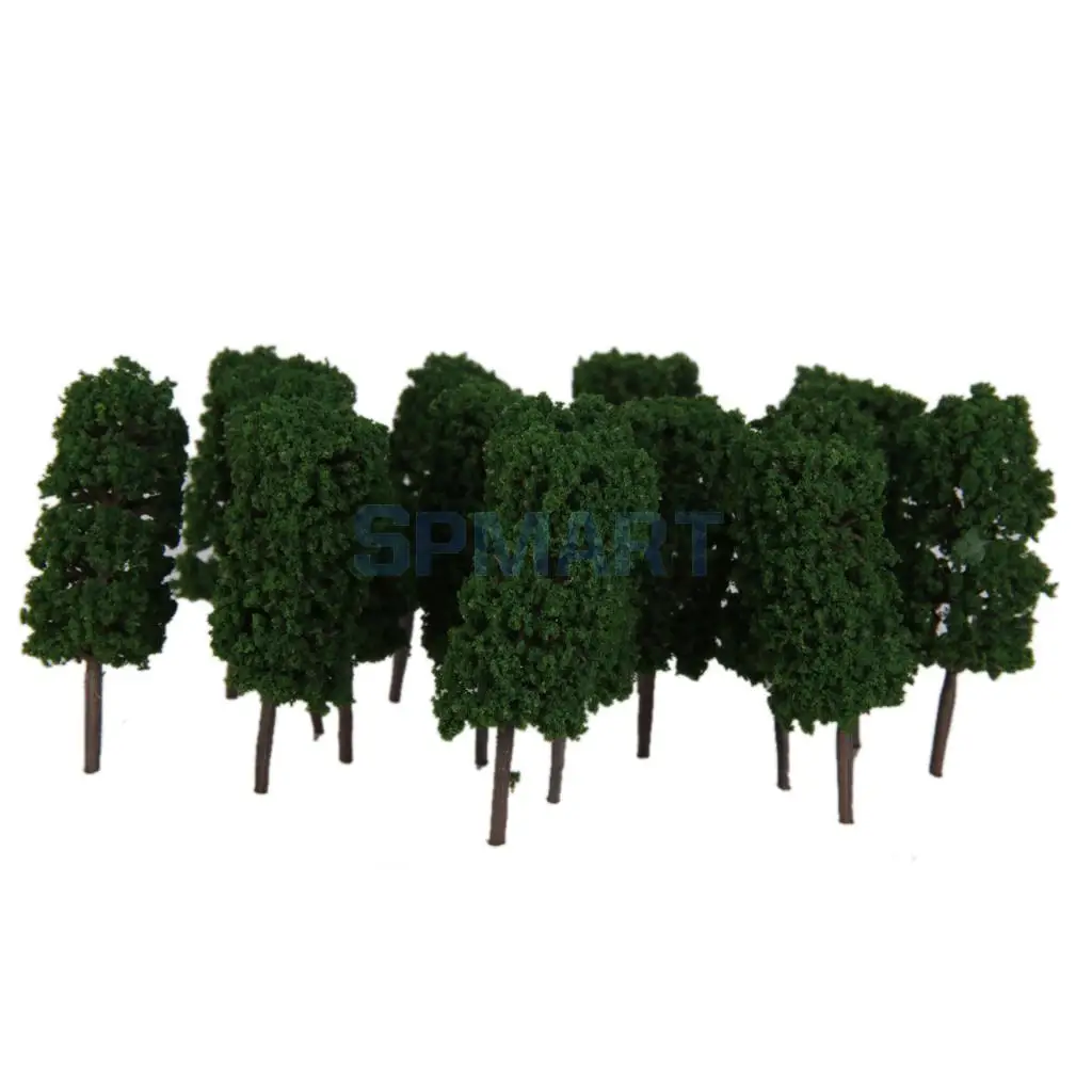 

50pcs Dark Green Cyclinder Tree Model Train Layout Park Scenery 1:100