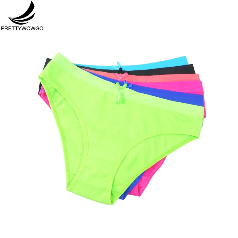 

Prettywowgo 6 pcs/lot Women's Briefs 6 Solid Color High Quality Comfortable Cotton Women Panties 6953