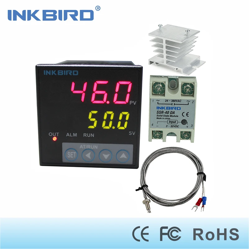 Inkbird ITC-106VH PID регуляторы температуры+ датчик K+ 40A SSR+ теплоотвод, твердотельное реле для Sous Vide, термопара k