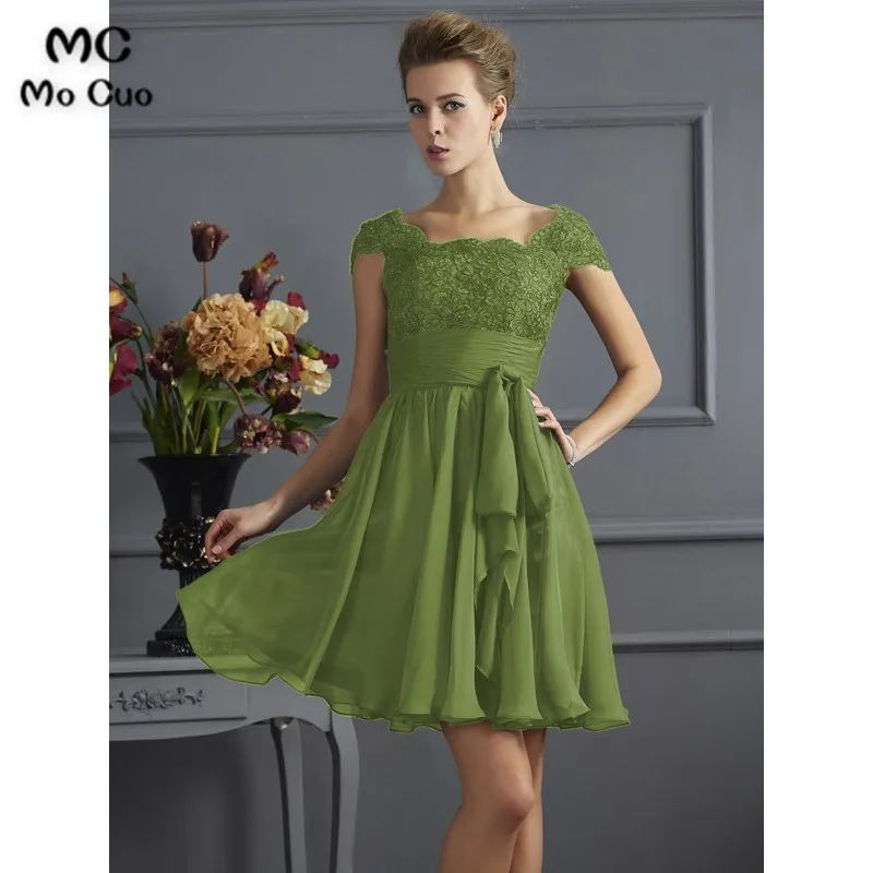 A-Line Scoop Lace Short Chiffon Bridesmaid Dresses54367888
