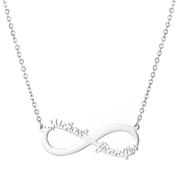 

Romantic Custom Infinity Name Necklace Personalized Two Nameplate Promise Charm Necklaces For Women Jewelry Best Gift Wedding
