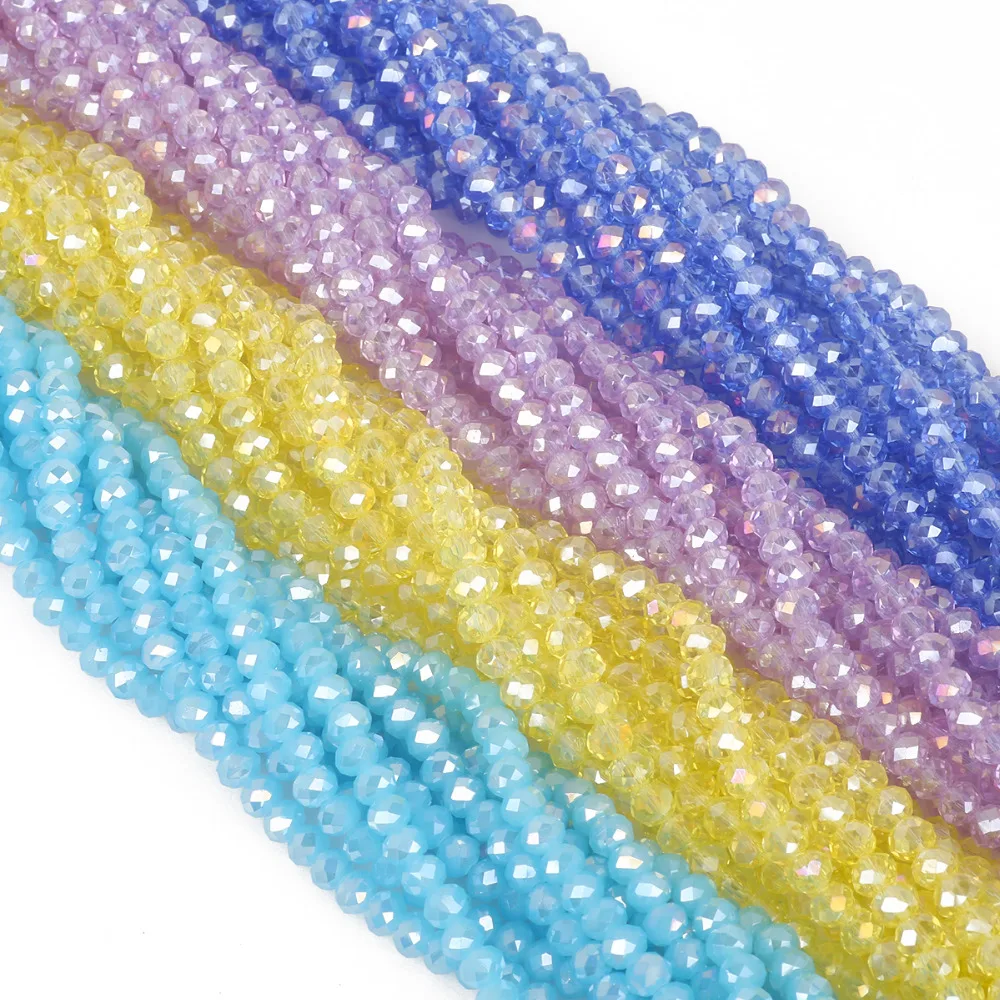 Wholesale Crystal Glass Rondelle Faceted Loose Spacer 4mm 8mm Beads 6mm O0T4
