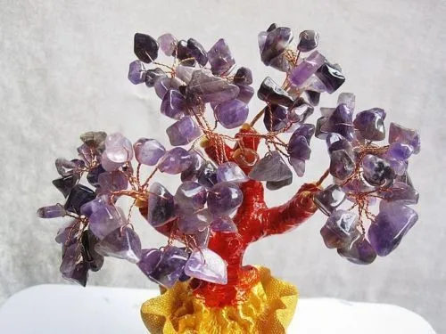 Счастливое дерево! Натуральный кристалл Аметист Китай кошелек драгоценный камень дерево