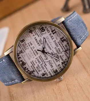 

Fashion Denim Fabric Women watch Zegarki Meskie retro style men's casual leather watch quartz watch Relogio Masculino