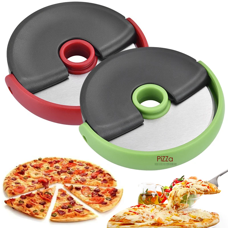 Round Shape Pizza Cutter Plastic Handle Stainless Steel Pizza Wheels Knife Baking Tools Bakeware Cake Bread Cutting Tools 2color