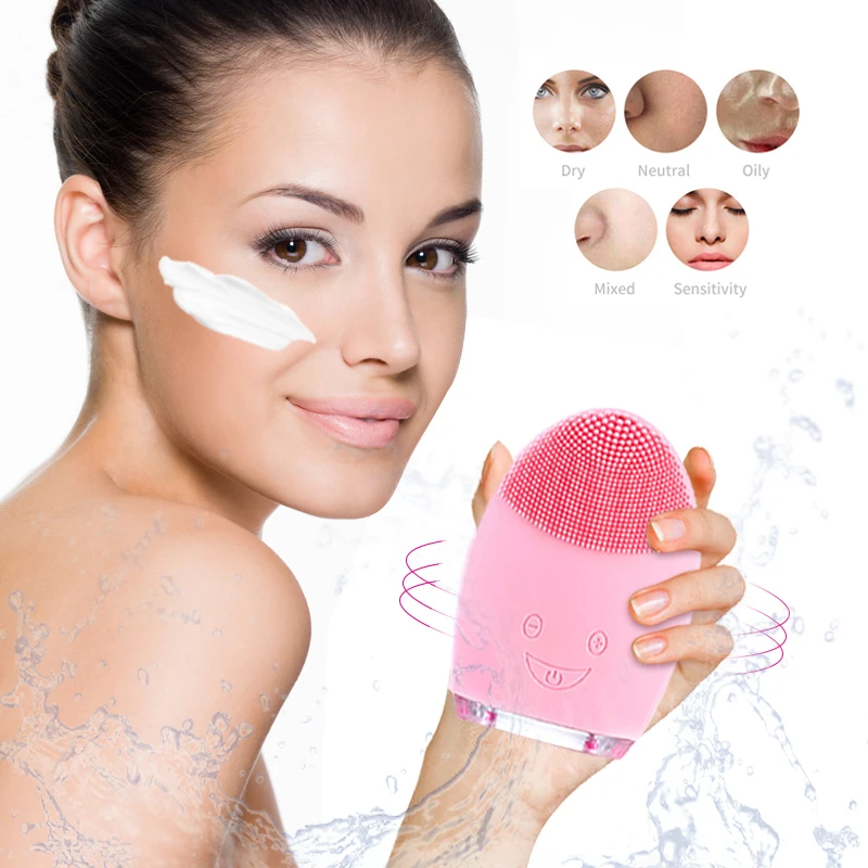 

Face Cleaning Mini Electric Massage Brush Facial cleaning brush Waterproof Silicone Cleansing Tools VIP Dropshipping