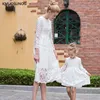 Autumn Mother Daughter Dresses 2022 Wedding Mommy and me clothes Floral Lace Mom Girl Party Dress Family Matching Casual Clothes ► Photo 3/6