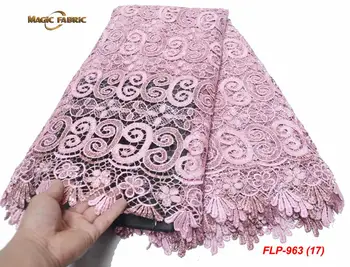 

2019 Embroidery French bead Swiss net high quality Nigerian African tulle mesh cord lace fabric for dress FLP-963A
