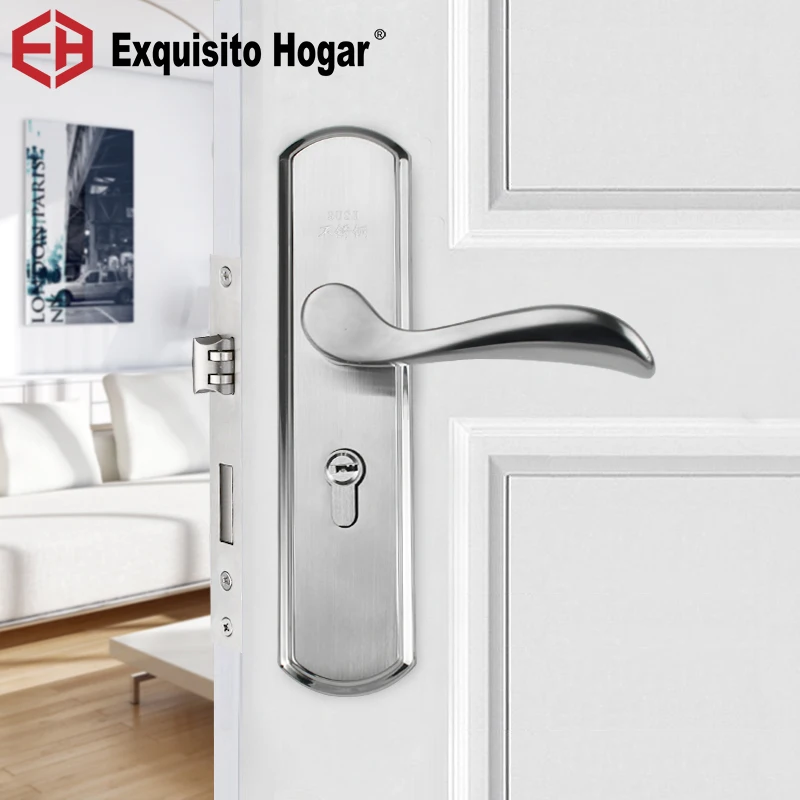 Us 38 56 25 Off Stainless Steel Indoor Bedroom Room Door Handle Lock General Type Simple Silent Large Solid Wood Steel Door Lock In Handlesets From