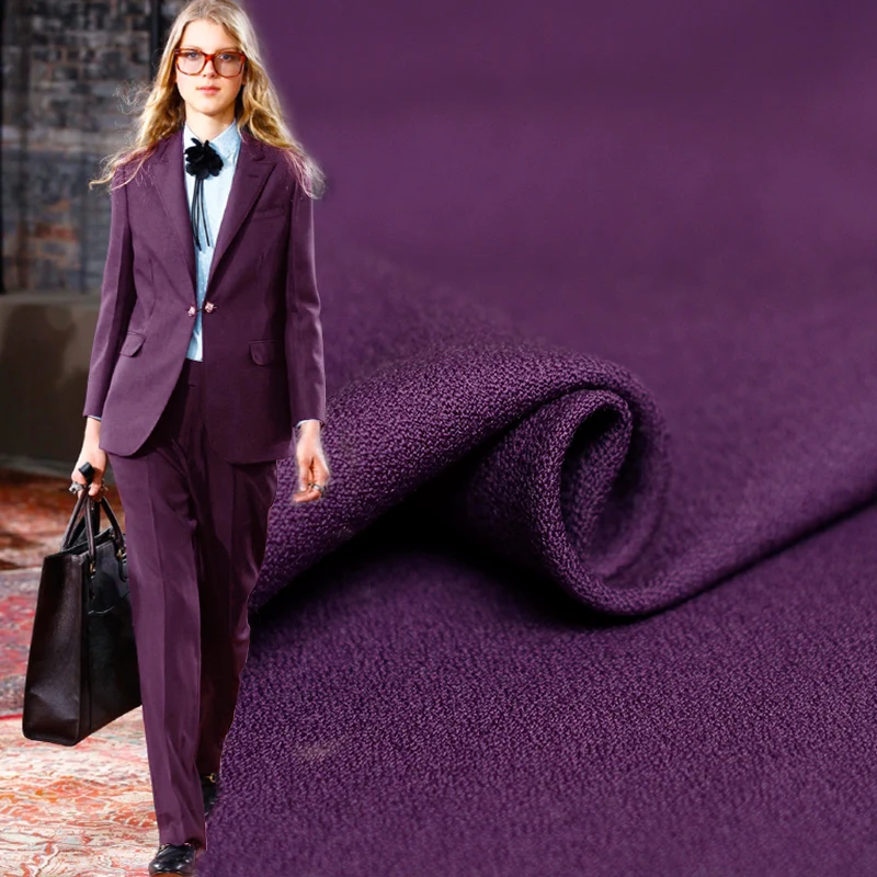 

Pearlsilk purple Walnut Texture crepe worsted wool 100%wool garment materials Autumn suit pants DIY clothes fabrics Freeshipping