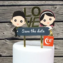 Акриловый торт Топпер на заказ Дата 'любовь' свадебный торт Топпер невесты и жениха торт Топпер для свадьбы/для детского праздника в честь Дня Рождения Декор