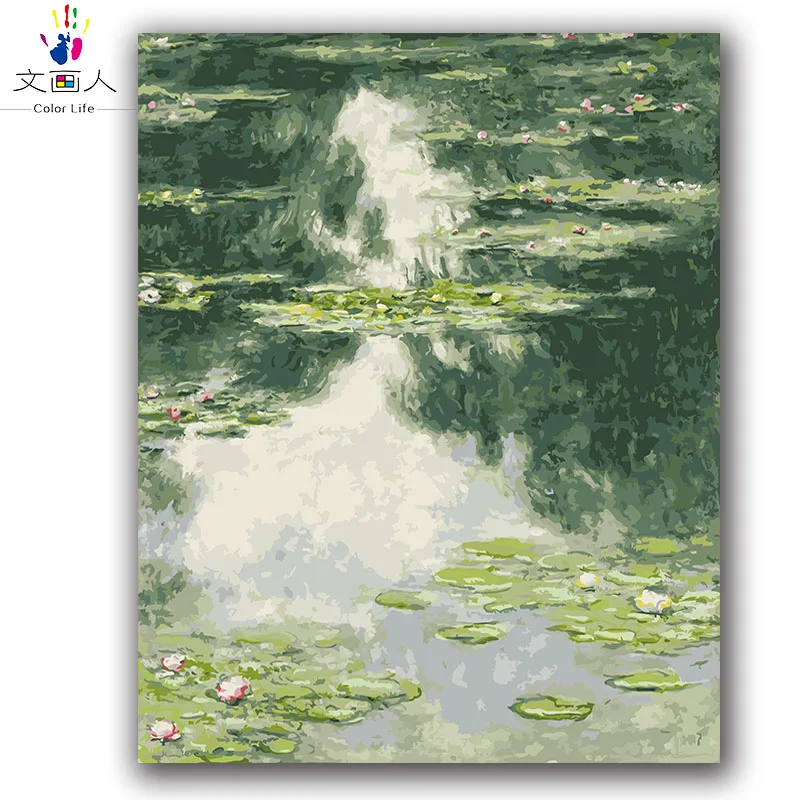 Водяная Лилия в закате света знаменитая картина по номерам с посылка на холсте Рисование раскрашивания картины по номерам hoom deco - Цвет: 6317