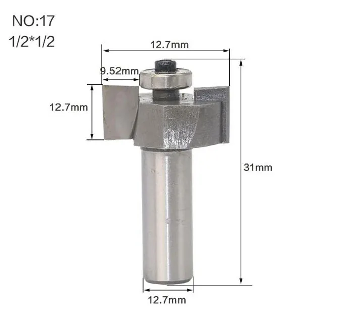 1/" 1/2 хвостовик" Т "типа печенья шарнирный слот резак для соединения/долбежные фрезы для деревообработки - Длина режущей кромки: NO 17