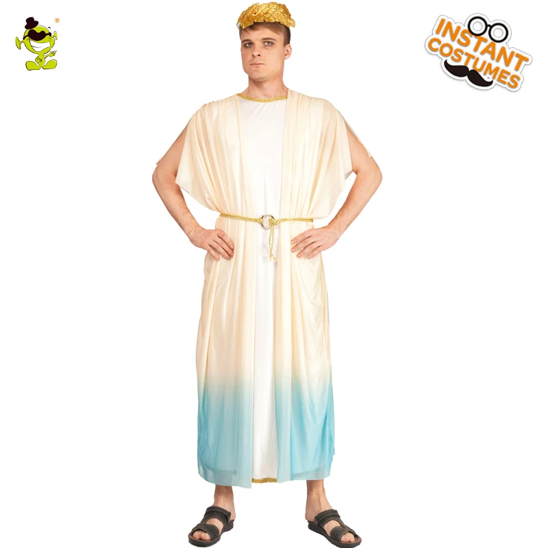 Men's Toga Roman Costume Greek Goddess God Halloween Party Role Play Clothes 