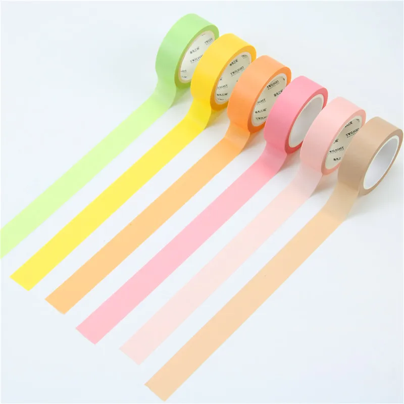 

12 Color Soft Color Paper Washi Tape 15mm*8m Pure Masking Tapes Decorative Stickers Diy Stationery School Supplies