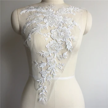 

New Fashion Beading Embroidery Lace Patch Can Be Used for Wedding Dress Decoration DIY Clothing Accessories 31*47CM RS2378