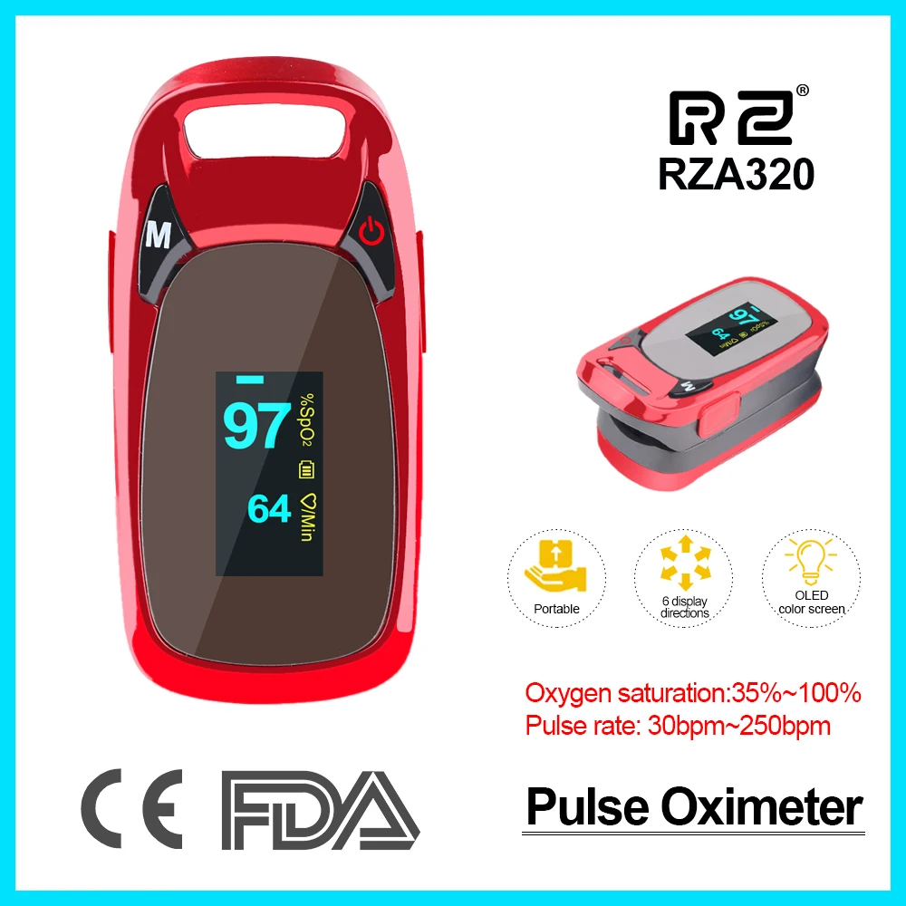 Fingertip Pulse Oximeter Rate Blood Pressure Health Care CE FDA OLED display Oxygen Alarm setting RZ A320