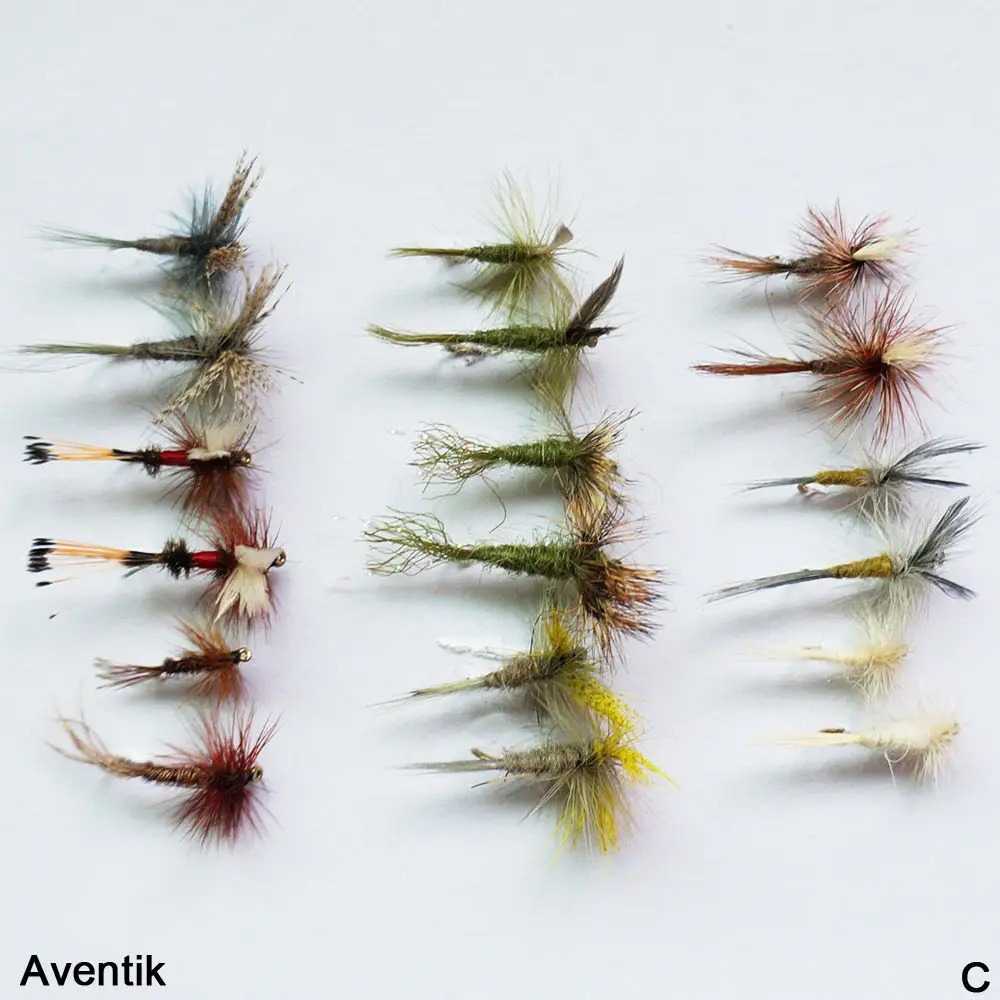 

18pcs Aventik Dry Trout Fishing Flies Fishing Flies Mayfly Wet Dry Mixed Size 18 36