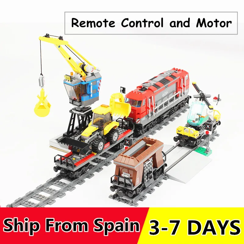 

City RC Train Series 02009 02010 02117 with motor remote control Building Blocks bricks Compatible with 60098 60051