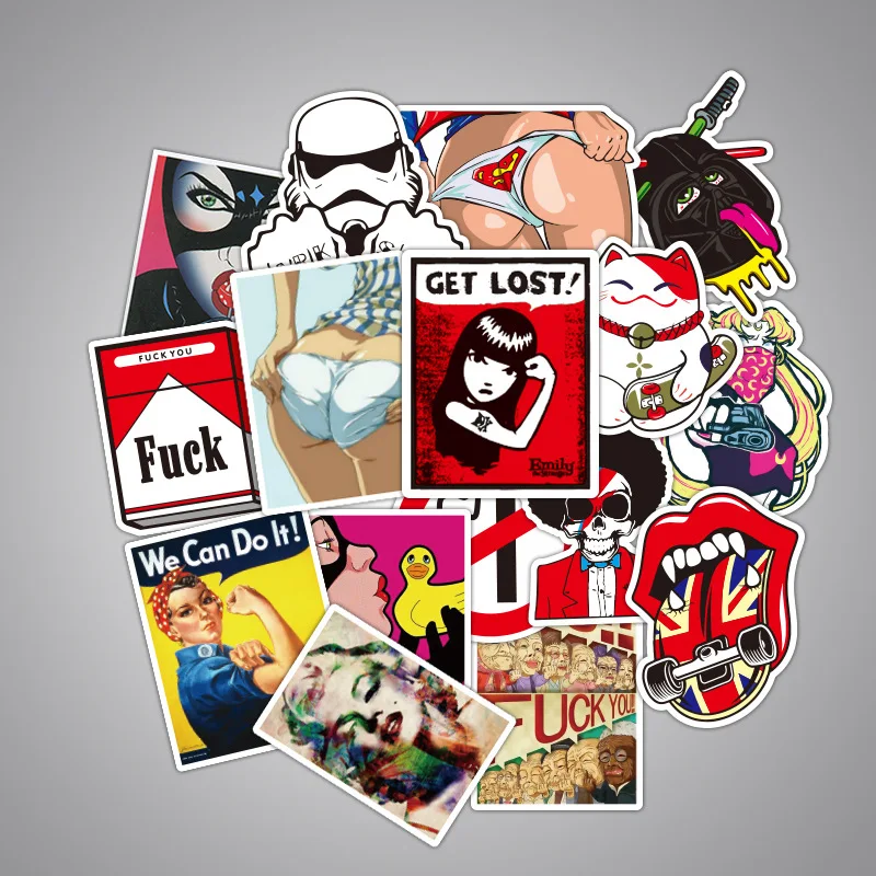 

SLPF100pcs11 Kinds Of Non-repetitive Personality Waterproof Explosion Models Trolley Case Cartoon Graffiti Car Stickers Toys H07
