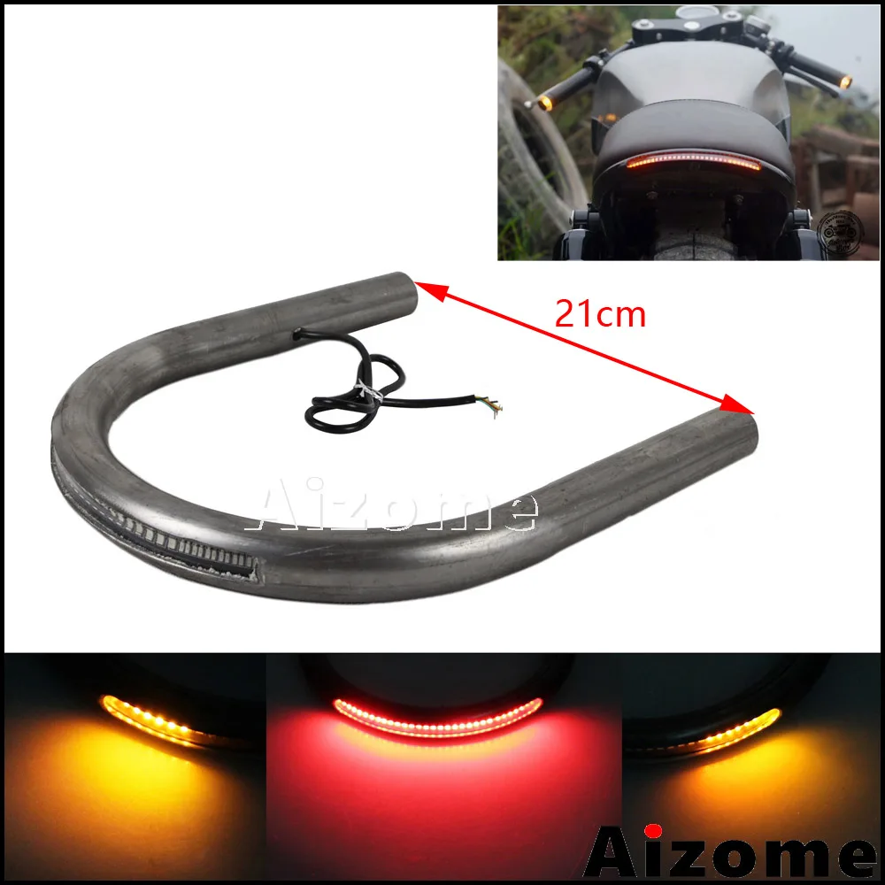 

21cm Motorbike Rear Seat Frame Hoop LED Stop Lights Signals Seat Frame 1" Tube Loop For Honda Yamaha Suzuki CB XS GS Cafe Racer