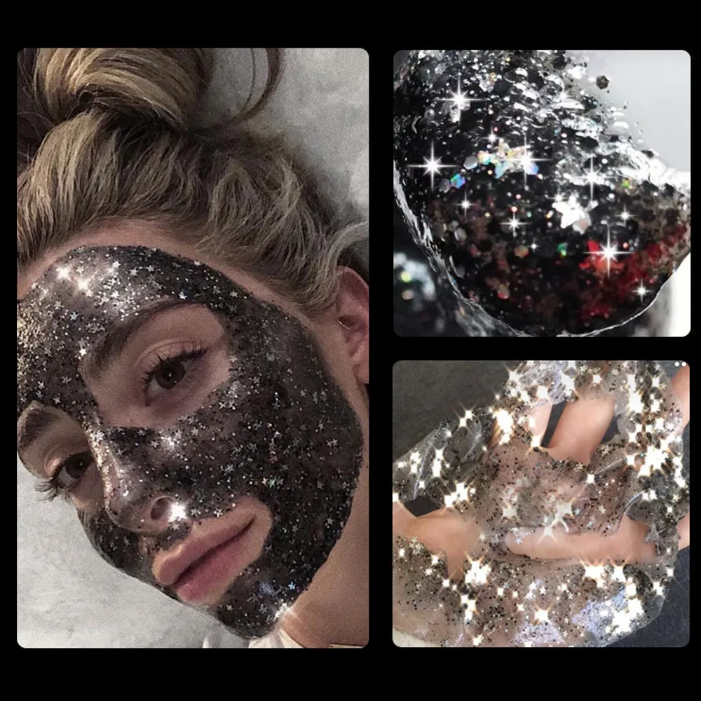 

New Star Mask skin types Glitter Glow Star Sequin Black Face Mask Peel off Moisturize Skin Health Drop Shipping 1j10