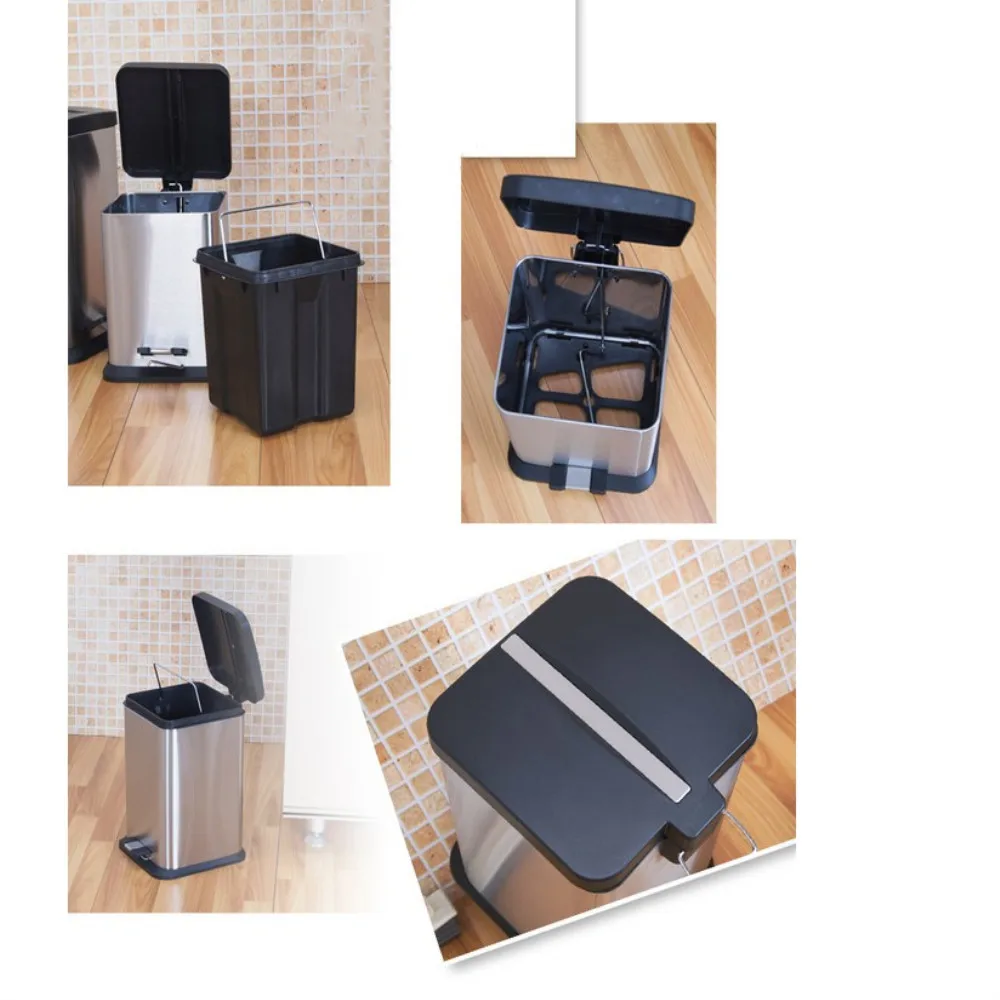 Step-On 6 Litre / 1.6 Gallon Trash Can, Stainless Steel, Rectangle