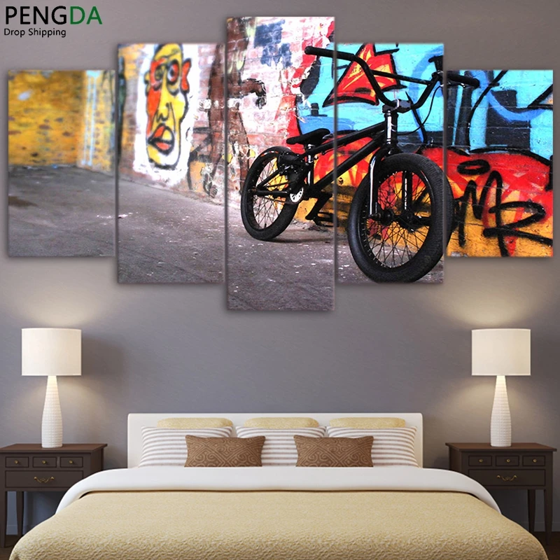 

Modular HD Printed Painting Modern Bicycle Poster Canvas Art Frame Home Decor 5 Pieces Abstract Bike Wall Art Pictures PENGDA