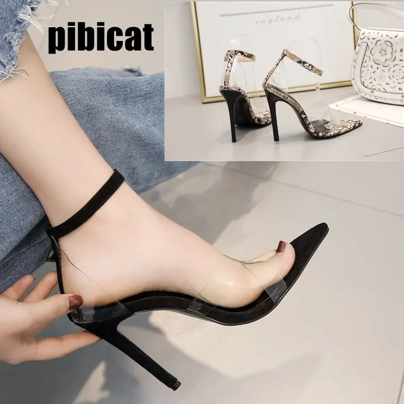 

shoe2019 Fashion PVC Women Sandals Summer Open Toed High Heels Women Transparent Heel Sandals Woman Party Shoes pointed toe 12CM