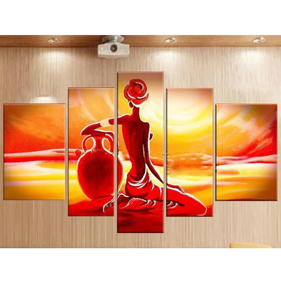 5 шт. полная Алмазная вышивка девушка сделай сам Картины полный мозаика wall art