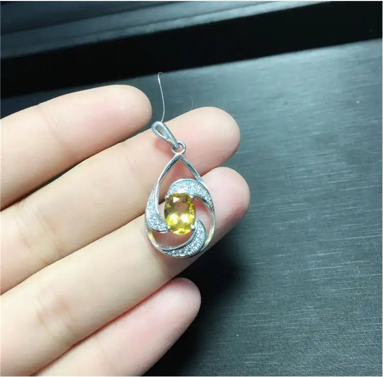 Натуральный цитрин ожерелья реального происхождения cirtrine 925 Серебро Роскошные ювелирные изделия Gem Размеры 6*8 мм