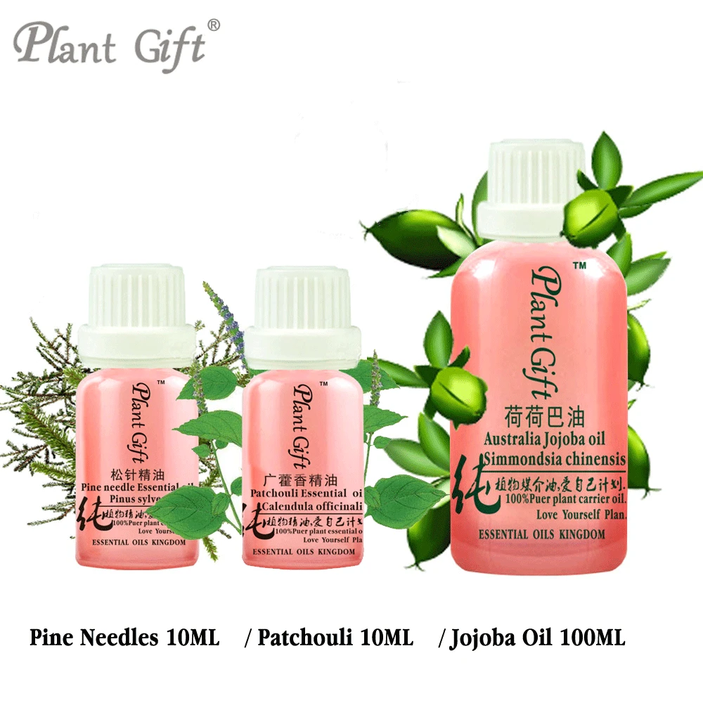 

100% Pure Plant Essential Oil Pine Needles / Patchouli / Jojoba Oil 10ml Antibacterial Improve Bronchial Laryngitis