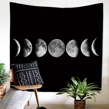 

Polyester Fabric Night Moon Tapestry Wall Hanging Throw Bohemian Door Curtain Home Decor Beach Mats
