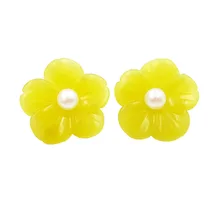 LII Ji натуральное украшение из нефрита, в Корейском стиле цветы пресноводный жемчуг 6-7 мм 925 серебро шпилька Размер сережек около 27 мм для женщин