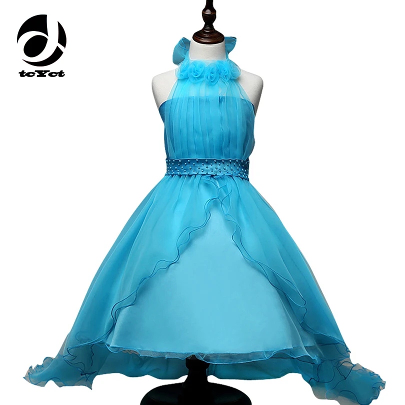 2017 New Arrived Kids Trail Dresses Long Tail Lace Princess Dress With Pearl Wedding Party